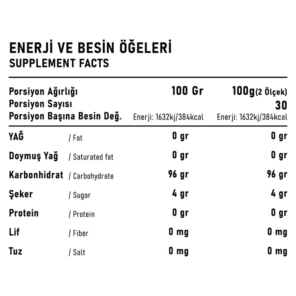 Oversize Maltodextrin Aromasız 3000 gr 30 Servis Aromasız